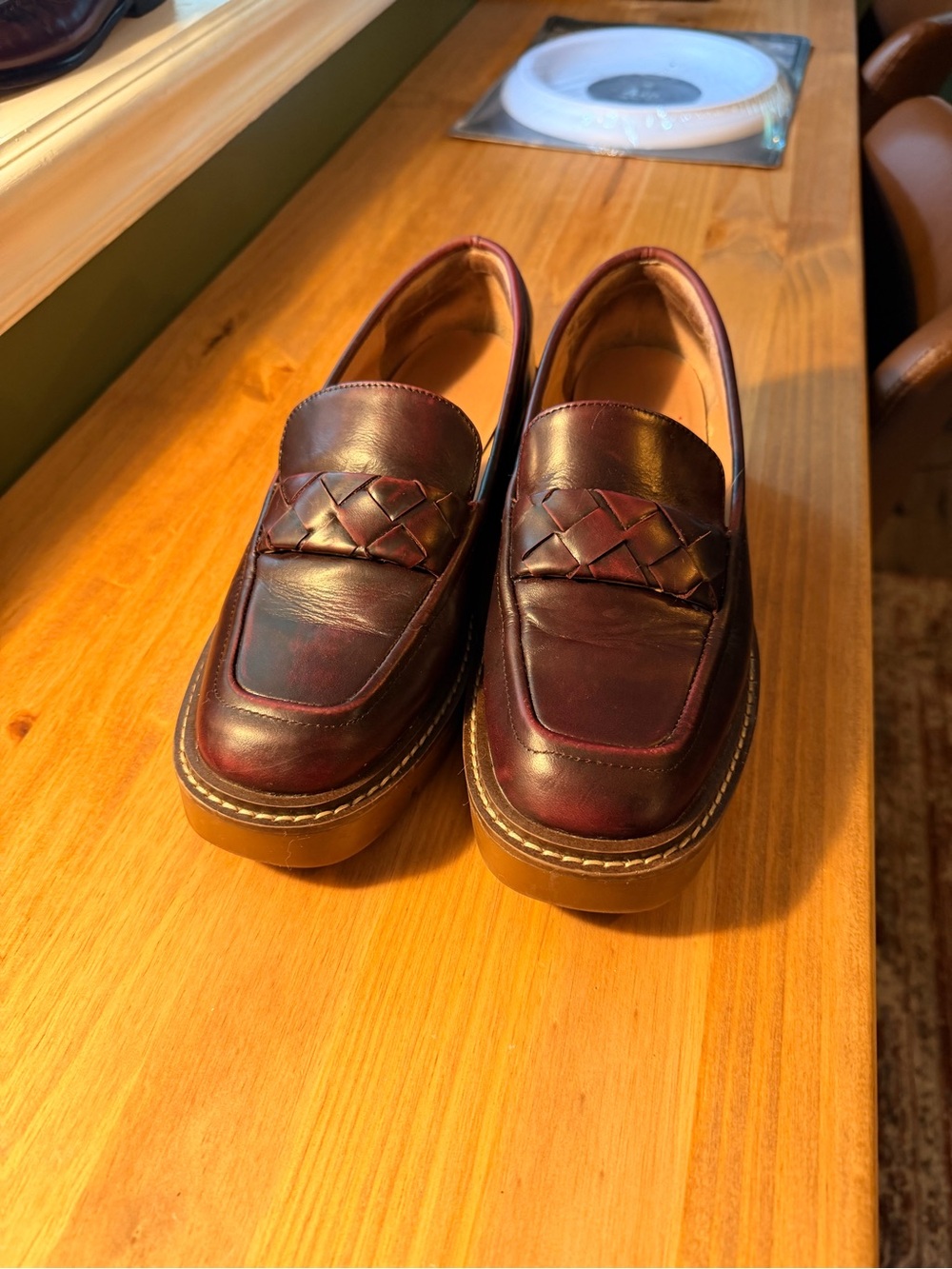 Nordstrom Women's Notorie Platform Braided Penny Loafers in Burgundy - Picture 3 of 4